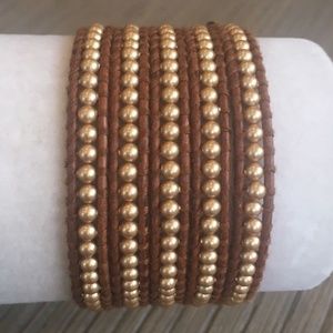New Auth Chan Luu Gold Pearl Five Wrap Bracelet on